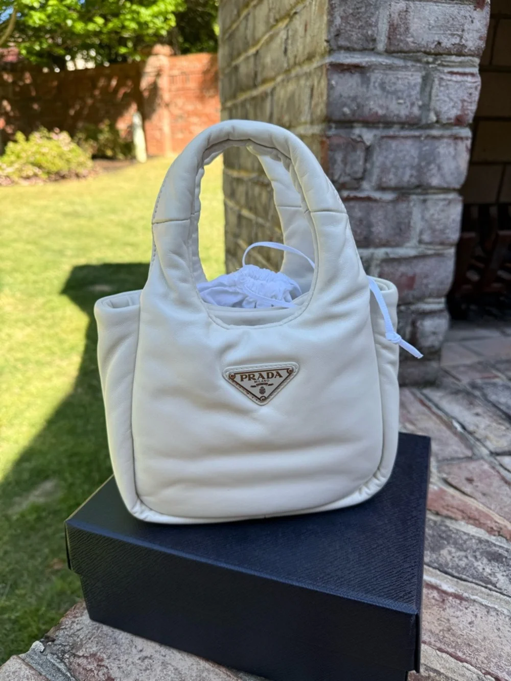 Prada Cream Mini Soft Padded Tote - Picture 1 of 11